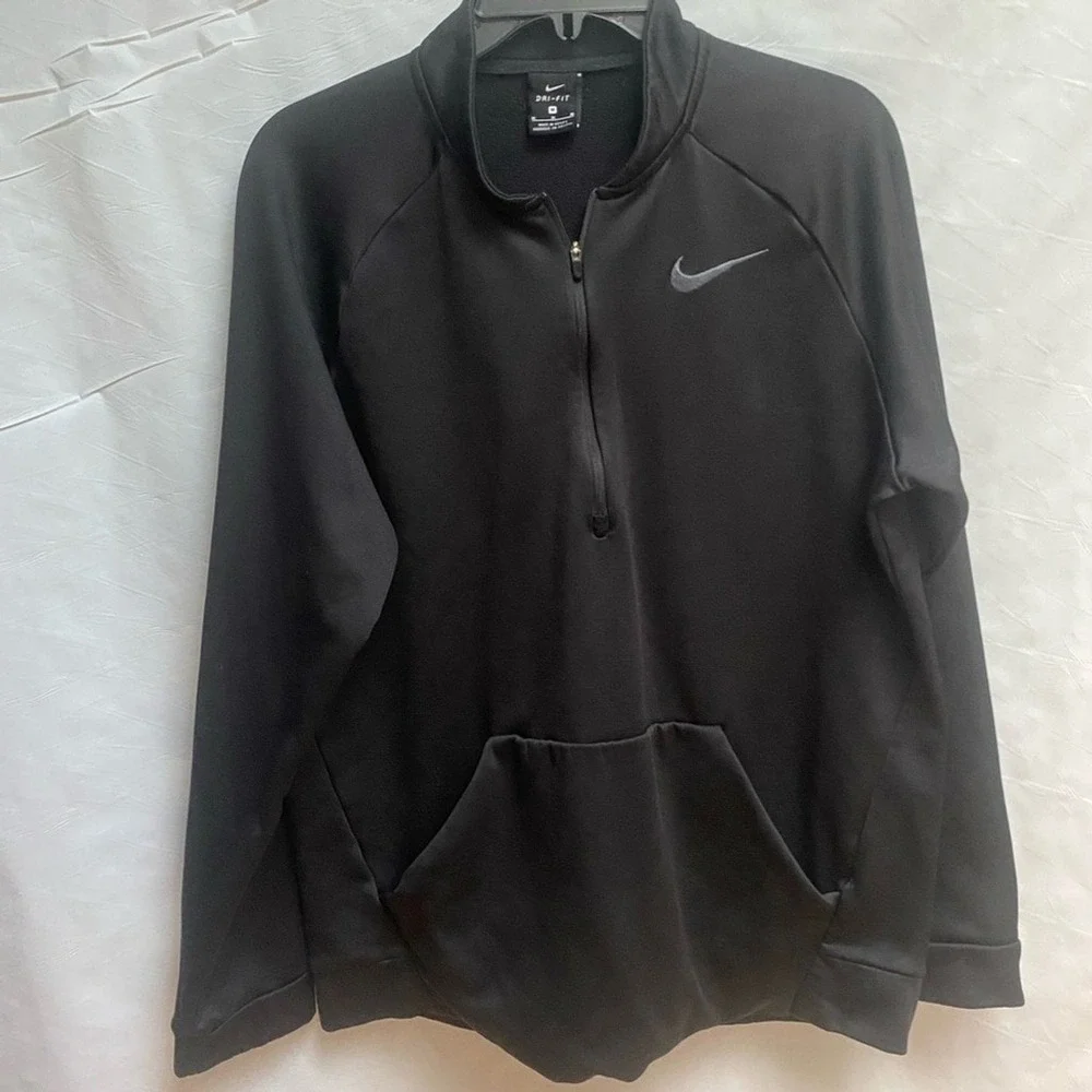 Nike Dri-FIT Mens Medium Black Quarter Zip Pullover Training Hoodie Sweatshirt